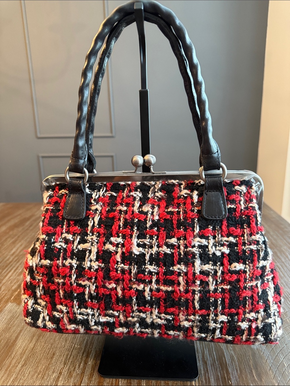Patricia Nash Rora Framed Satchel-Red Plaid